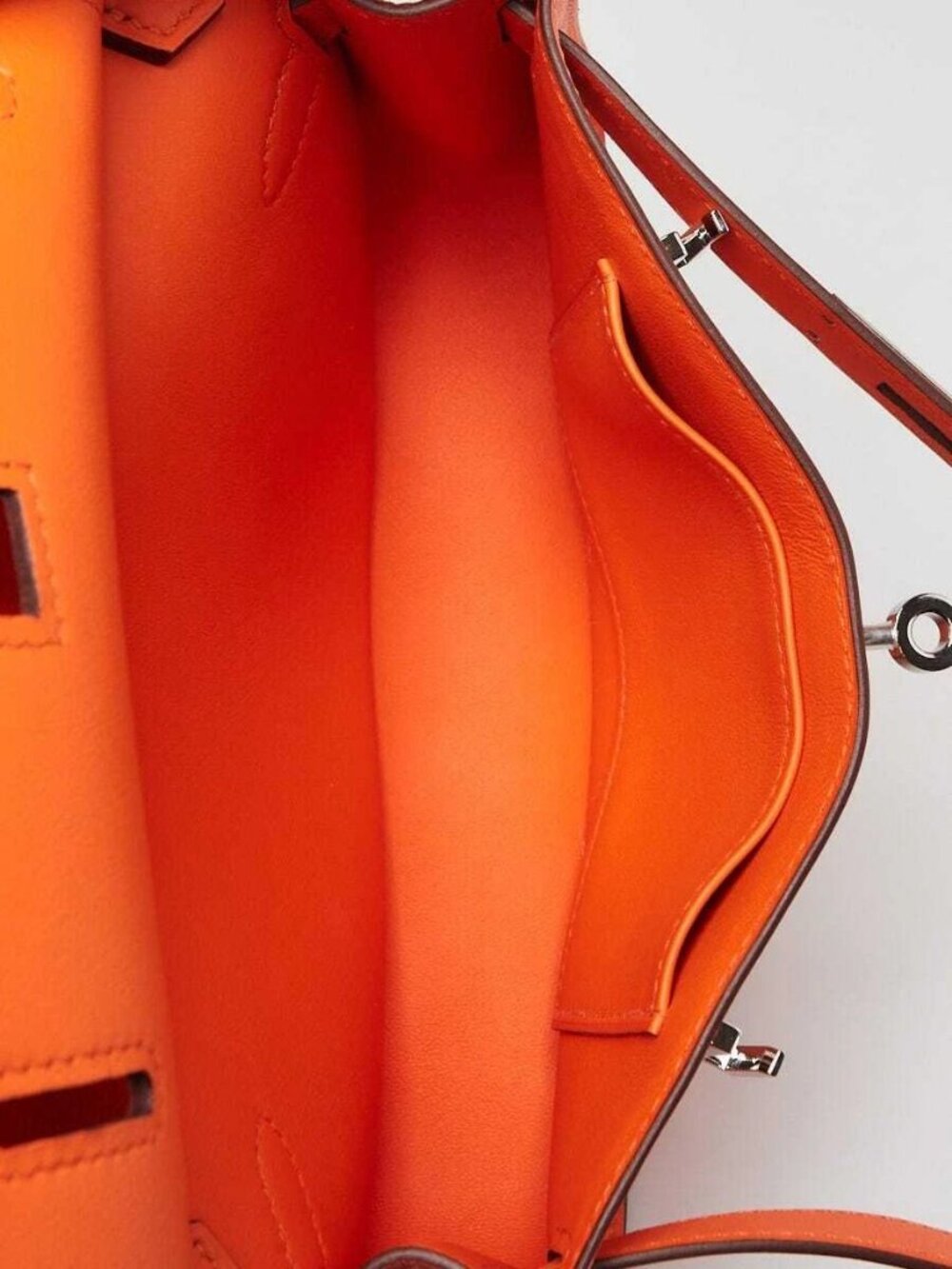 Hermes Orange Feu Swift Leather Palladium Plated Mini Jypsiere Bag - Picture 8 of 9